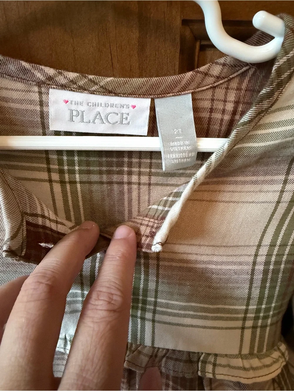 The Children's Place Girls Green Plaid Flannel Tiered Ruffle Shirt Dress, Sz 2T